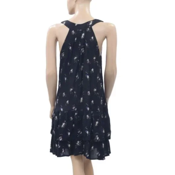 River Island Embroidered Printed Mini Dress Black Ruffle Tiered S New - Picture 2 of 4